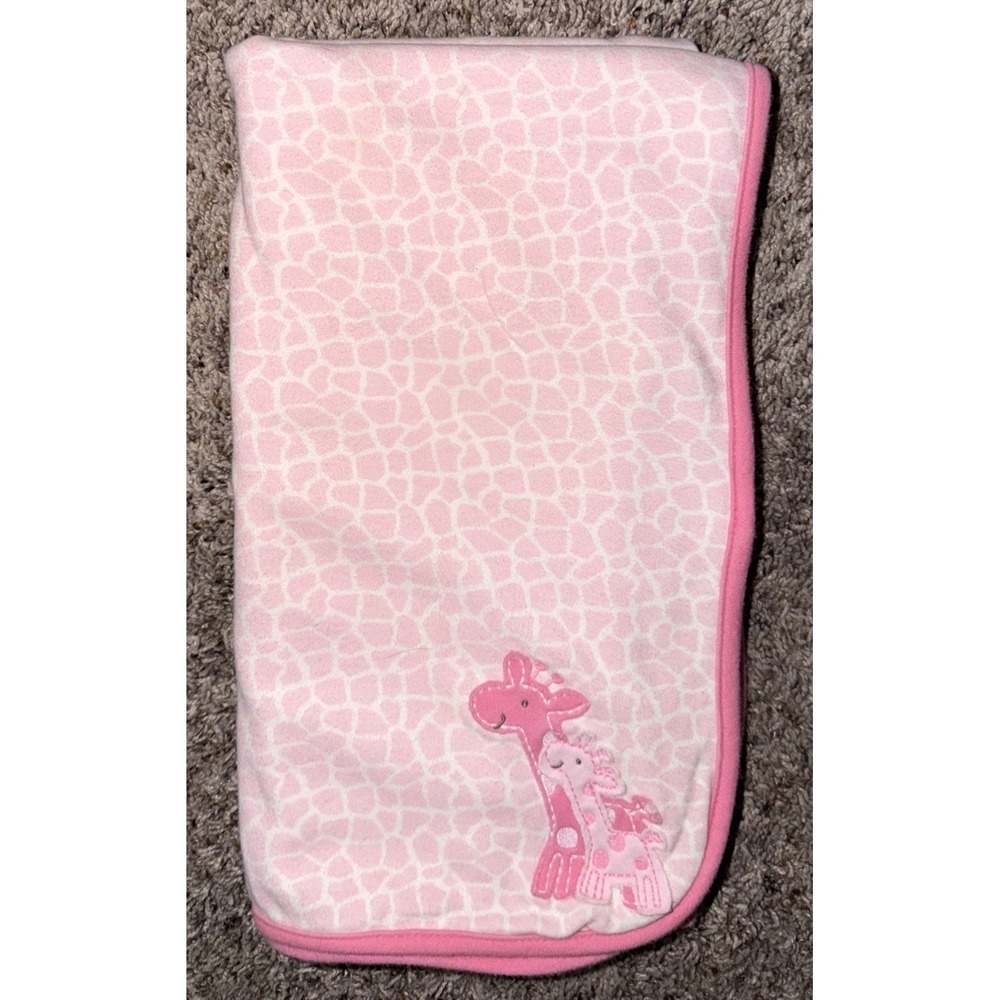 Carter's Child Mine Pink Spots Giraffe Baby Girl Receiving‎ Blanket 26x28